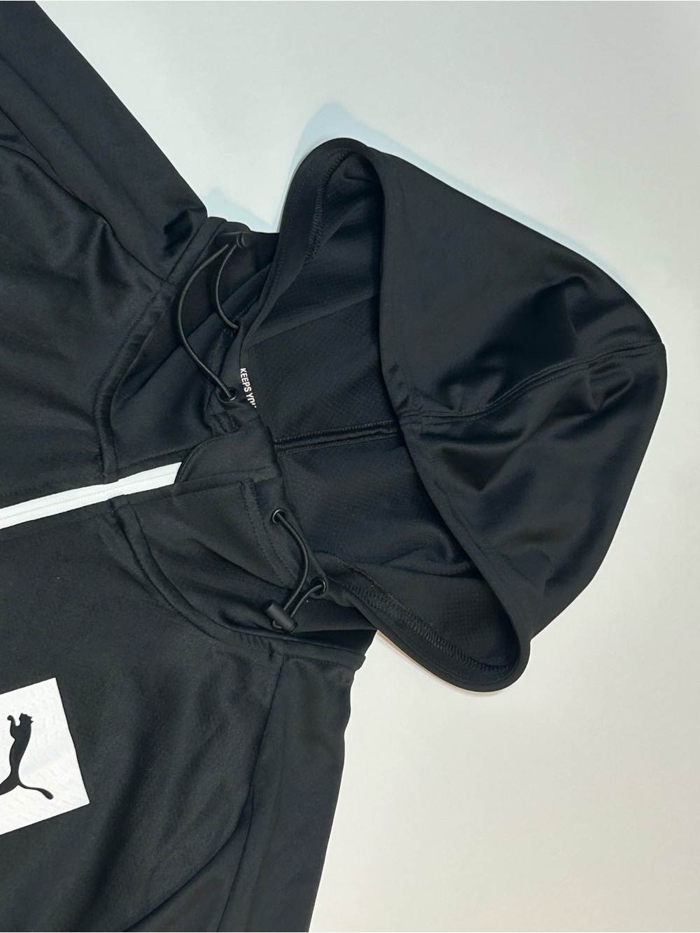 Puma Men's Full Zip Track Jacket Hoodie Black White Logo Activewear - Picture 4 of 8